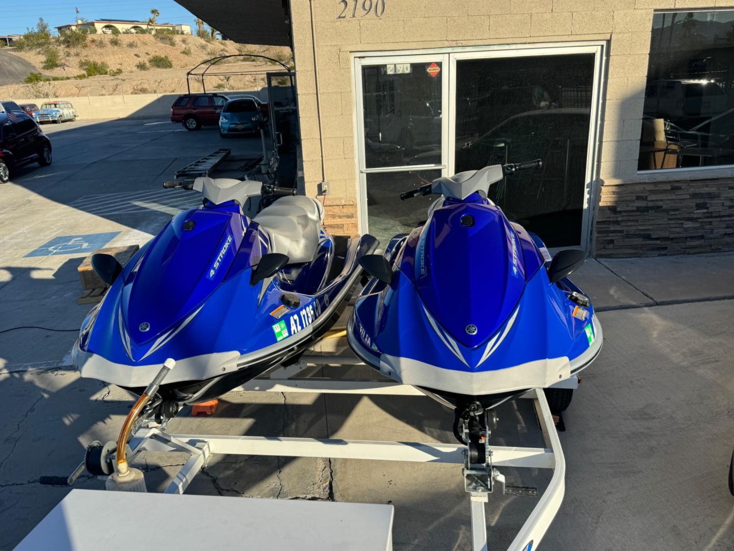 2008 Blue Yamaha VX Deluxe , located at 2190 Hwy 95, Bullhead City, AZ, 86442, (928) 704-0060, 0.000000, 0.000000 - 2008 (2) Yamaha VX deluxe jet skis with trailer. 71 hours and 83 hours. Both recently serviced. new batteries. have covers for both. 4 stroke engines. Runs great. always garaged. Super clean needs nothing. - Photo#2